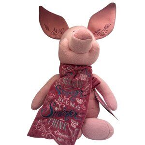 Disney Wisdom Piglet Plush Limited Edition Series 4/12 With Quote Scarf Pink 14"